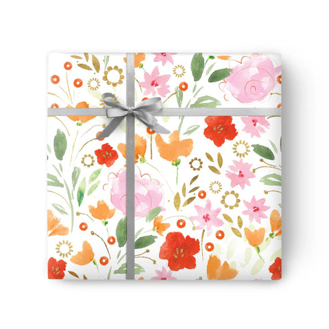 Mixed Floral Red Wrapping Paper