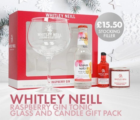 Whitley Neill Raspberry Gin Tonic Glass and Candle Gift Pack